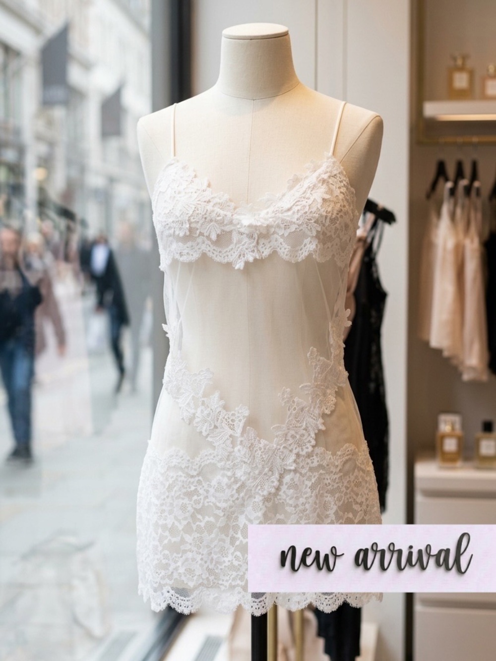 NWOT Sheer Lace Chemise Slip
